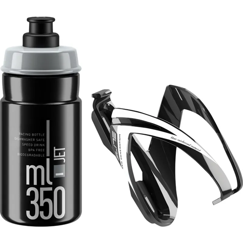 Elite Jet Youth 350ml Bottle and Cage Kit in Black